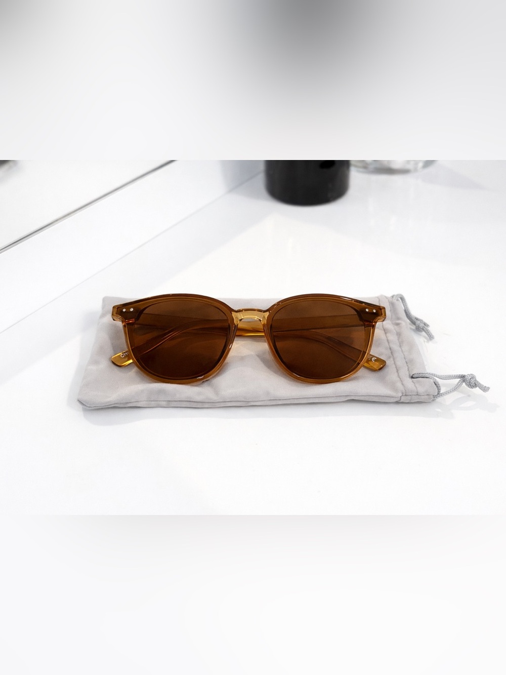 Classic Amber Brown Round Sunglasses - Brown Lenses UV400 Blocking